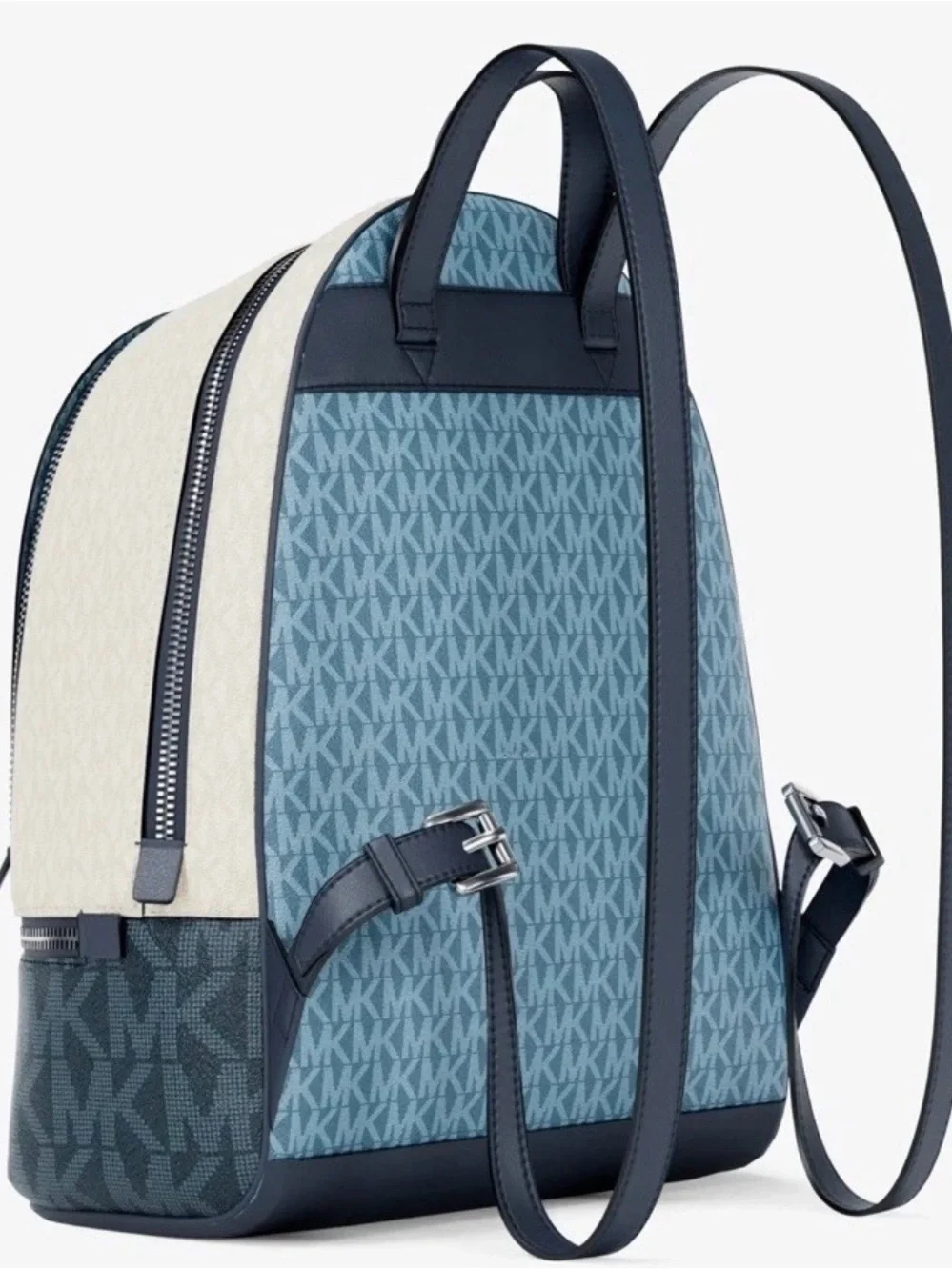 Michael Kors Two-Tone Blue MK Logo Backpack New